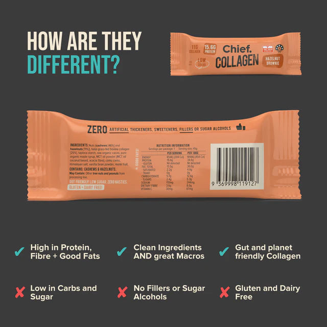 Collagen Protein Hazelnut Brownie Bar