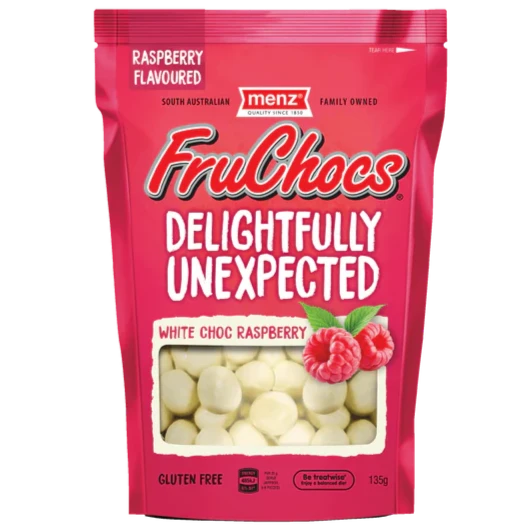 FruChocs White Choc Raspberry Flavoured